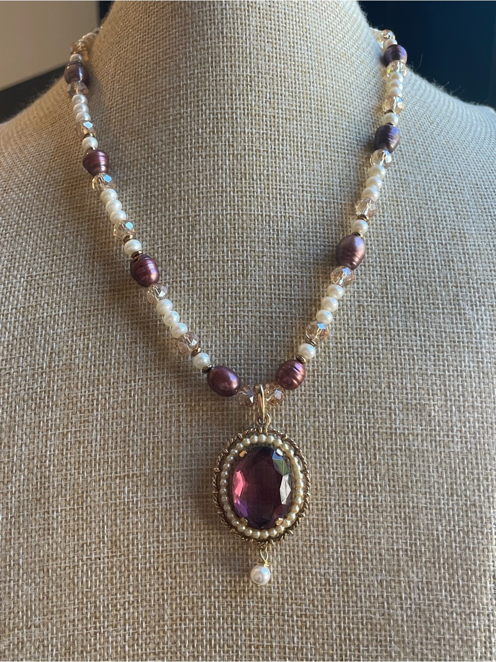 Artisan Made Fresh Water Pearls and Crystal Necklace